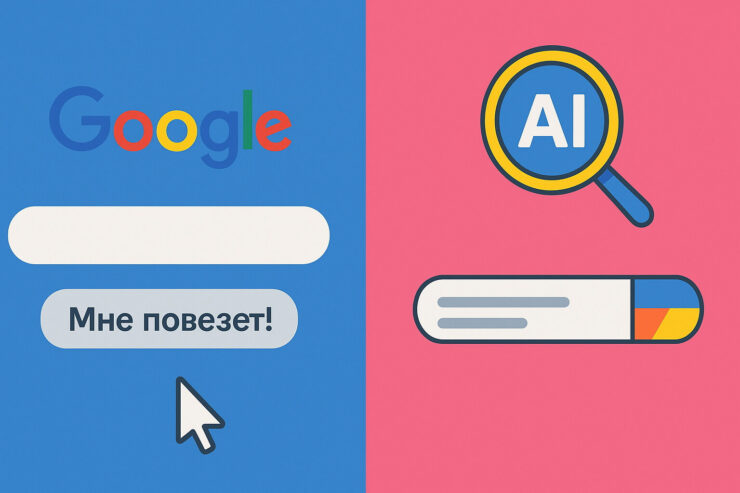 Google собирается заменить кнопку «Мне повезет» на ИИ-поиск, как Яндекс Нейро. Поиск с ИИ добрался и до Google. Google собирается заменить кнопку «Мне повезет» на ИИ-поиск, как Яндекс Нейро. Поиск с ИИ добрался и до Google. Фото.