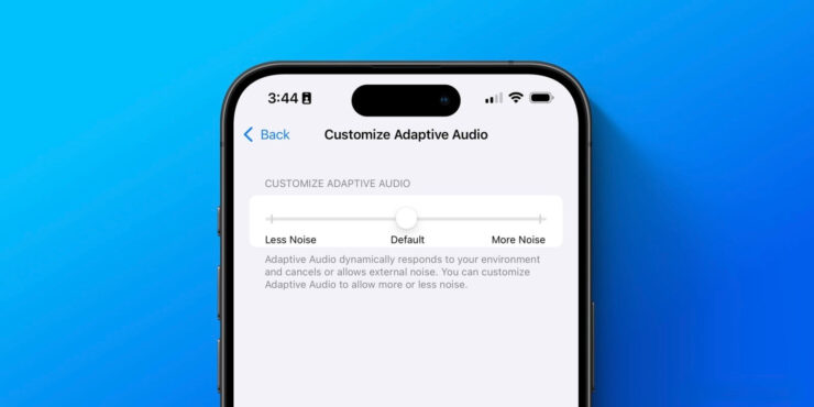Адаптивное шумоподавление в AirPods. Можно увеличить количество шумов или, наоборот, их уменьшить. Изображение: 9to5mac.com. Фото.