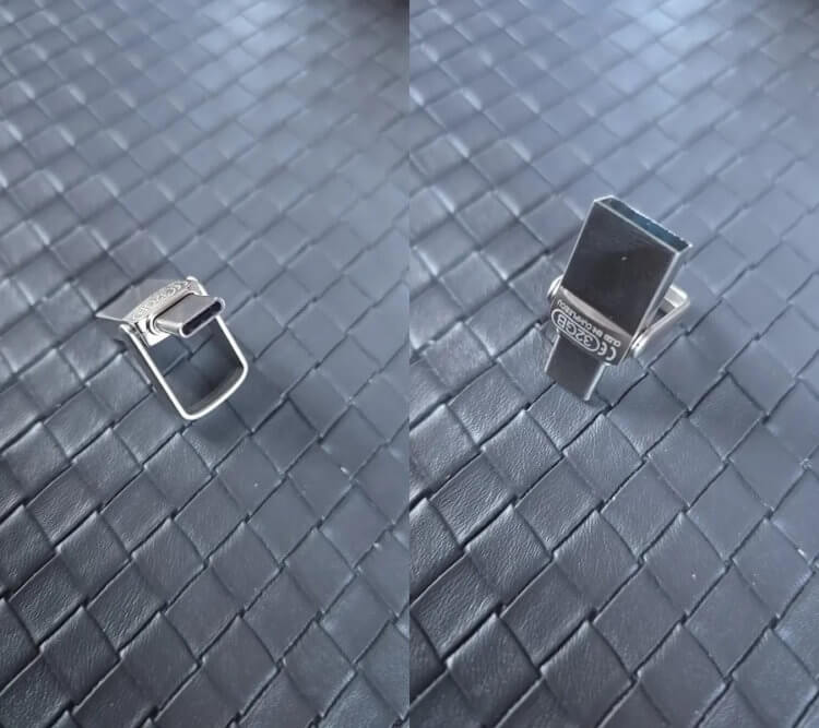 Флешка с USB-C. Два разъема делают флешку универсальной. Флешка с USB-C. Два разъема делают флешку универсальной. Фото.