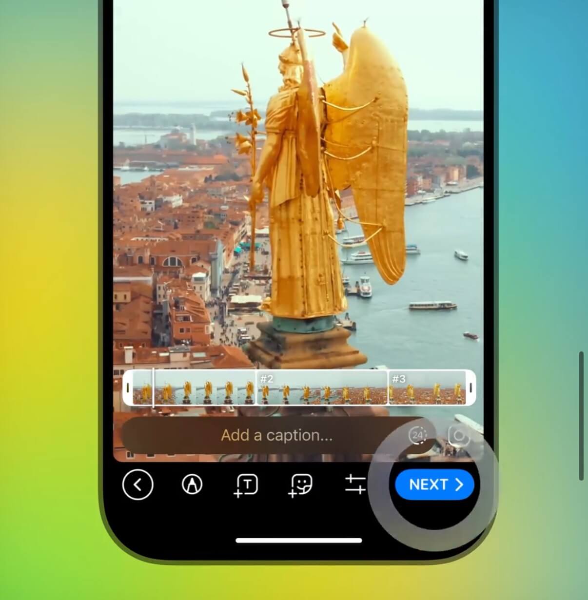 Длинные видео в сториз сами делятся на отрезки по 60 секунд. Фото.