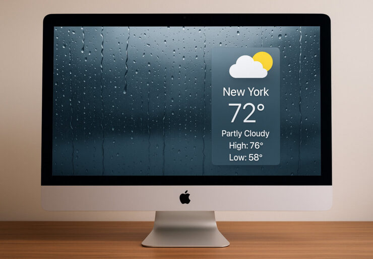 Как вывести погоду на экран компьютера Mac прямо поверх обоев. Прямо поверх обоев будет идти дождь или плыть облака. Как вывести погоду на экран компьютера Mac прямо поверх обоев. Прямо поверх обоев будет идти дождь или плыть облака. Фото.