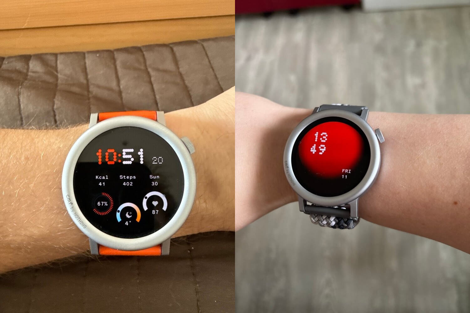 Круглые умные часы. Часы выглядят очень стильно. Фото.