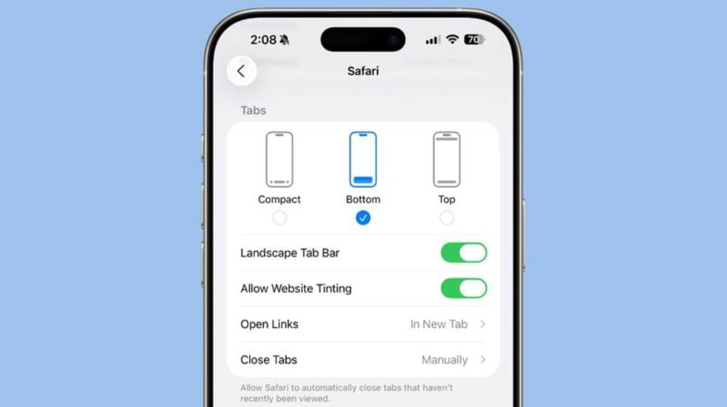 Новые функции Safari в iOS 26. Макет Safari можно поменять на привычный. Фото: macrumours.com. Фото.