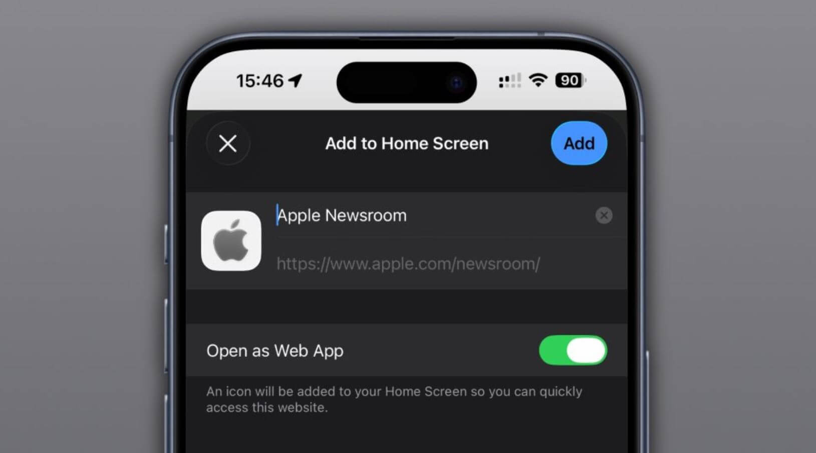Веб-приложения в iOS 26. Сайты можно открывать в виде веб-приложений или отключить эту функцию. Фото: macrumours.com. Фото.