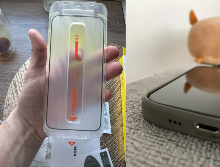 Стекло для iPhone. В комплекте со стеклом идет удобная форма для поклейки. Фото.