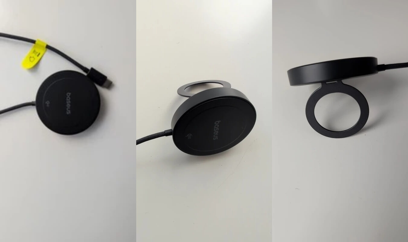 Магнитная зарядка на Айфон. В зарядку встроили подставку. Фото.