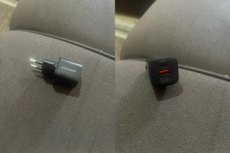 Зарядка для Айфона. Зарядка компактная и оснащена двумя портами. Фото.