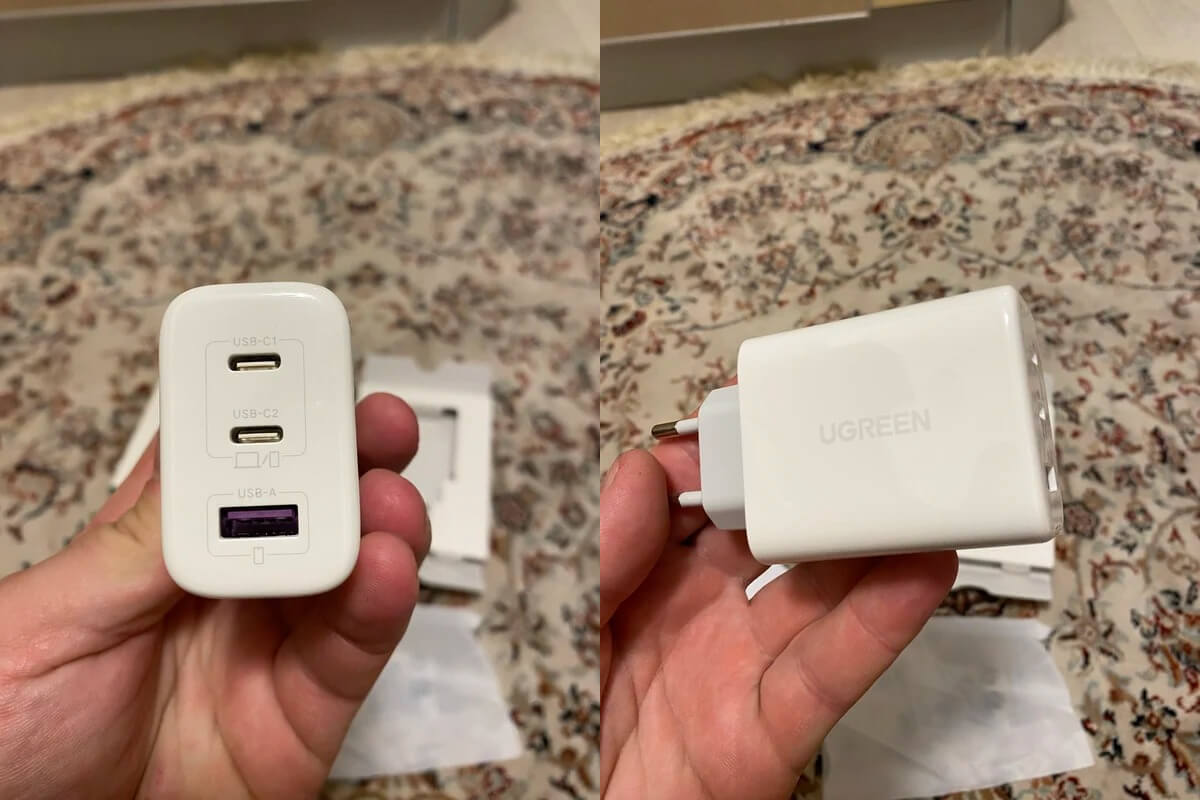 Смело можете выбирать зарядки UGREEN или Baseus. Это качественные блоки за адекватные деньги. Фото.