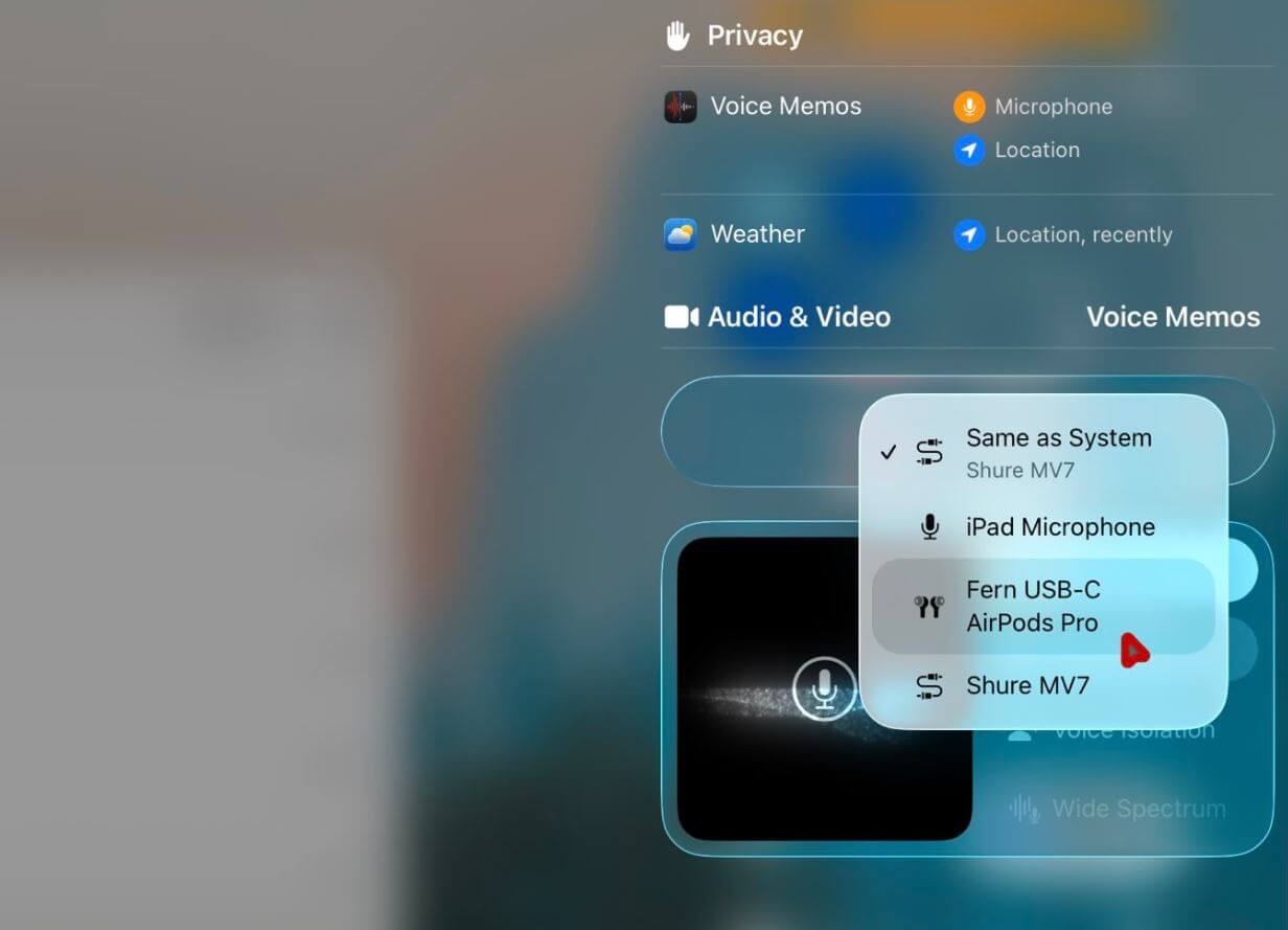 Подключение микрофона к iPad. В iPadOS наконец появилось нормальное управление аудиовыходом. Фото: 9to5mac. Подключение микрофона к iPad. В iPadOS наконец появилось нормальное управление аудиовыходом. Фото: 9to5mac. Фото.