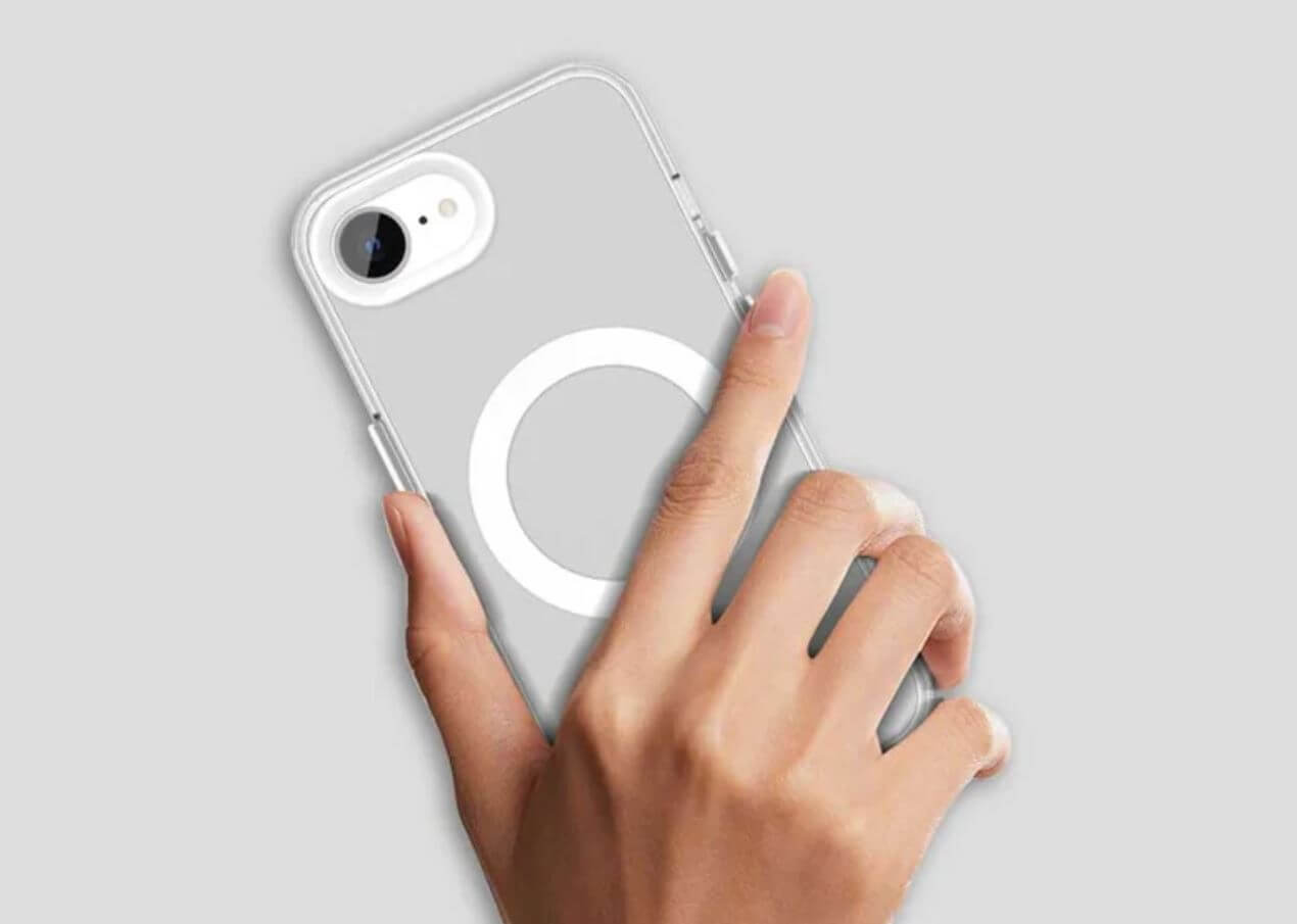 Чехол с MagSafe на iPhone 16e. Чехол добавляет магнитную зарядку при помощи кольца. Чехол с MagSafe на iPhone 16e. Чехол добавляет магнитную зарядку при помощи кольца. Фото.
