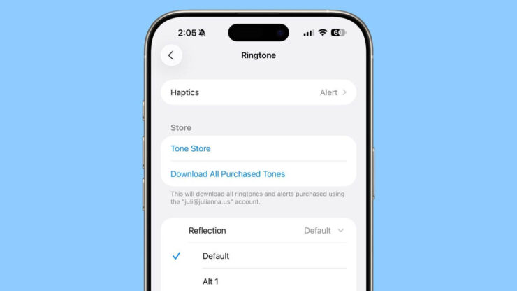 Новый рингтон уже доступен в iOS 26. Изображение: macrumors.com. Фото.