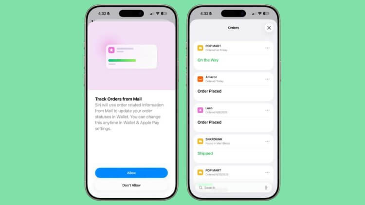 Что нового появилось в iOS 26 beta 2. Отслеживание заказов заработало в Wallet. Изображение: macrumors.com. Фото.