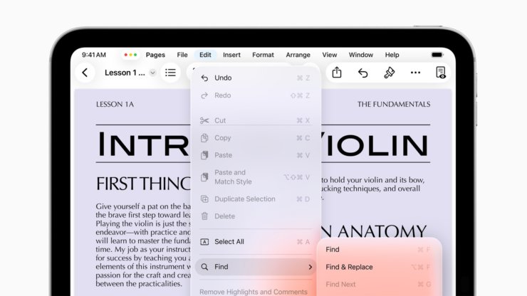 Функции iPadOS 26. Строка меню теперь есть и на Айпаде. Изображение: Apple. Функции iPadOS 26. Строка меню теперь есть и на Айпаде. Изображение: Apple. Фото.