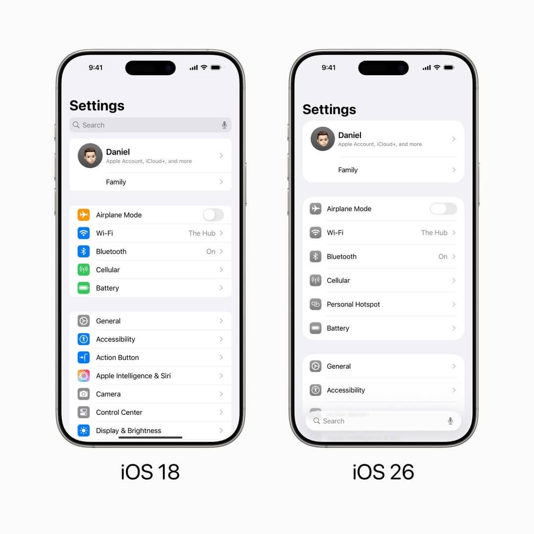 В некоторых местах Apple не решилась на серьезный редизайн. Например, это хорошо заметно по настройкам. Фото.