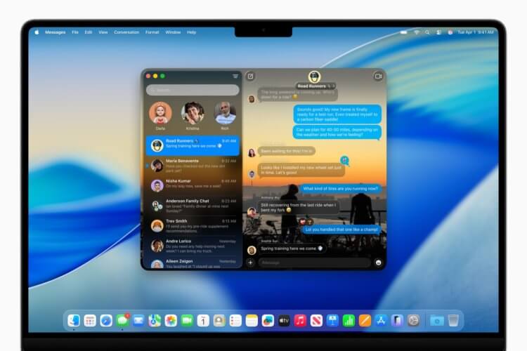 Вышла macOS Tahoe 26: дизайн Liquid Glass, настраиваемый цвет иконок, Live Activities и продвинутый Spotlight. В iMessage можно устанавливать свои фоны. Ну прям как в Телеграме. Изображение: Apple. Вышла macOS Tahoe 26: дизайн Liquid Glass, настраиваемый цвет иконок, Live Activities и продвинутый Spotlight. В iMessage можно устанавливать свои фоны. Ну прям как в Телеграме. Изображение: Apple. Фото.