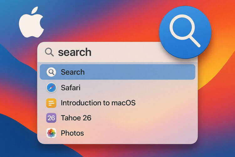 Поиск Spotlight в macOS Tahoe 26: главные фишки и новые возможности. Фото.