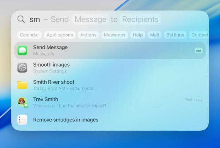Поиск Spotlight в macOS Tahoe 26: главные фишки и новые возможности. Короткие команды позволят выполнять простые действия без запуска приложения. Изображение: 9to5mac.com. Поиск Spotlight в macOS Tahoe 26: главные фишки и новые возможности. Короткие команды позволят выполнять простые действия без запуска приложения. Изображение: 9to5mac.com. Фото.