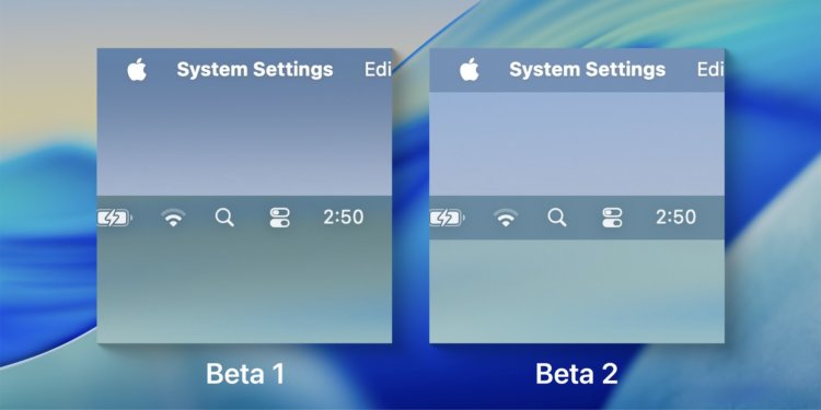 Что нового в macOS 26 Tahoe beta 2. Прозрачность строки меню теперь отключается. Изображение: 9to5mac.com. Что нового в macOS 26 Tahoe beta 2. Прозрачность строки меню теперь отключается. Изображение: 9to5mac.com. Фото.