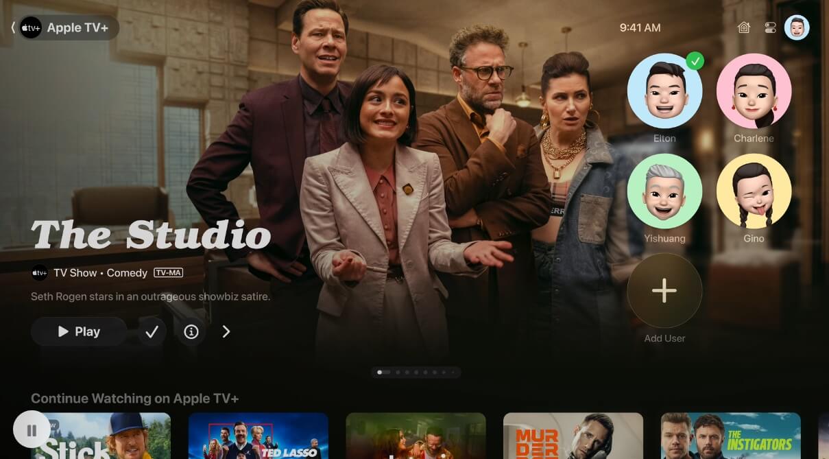 Что нового в tvOS 26. Выбор профиля при запуске Apple TV. Изображение: Apple. Фото.