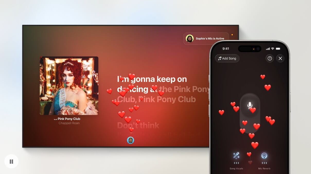 Что нового в tvOS 26. Полноценное караоке на Apple TV через смартфон. Изображение: Apple. Фото.