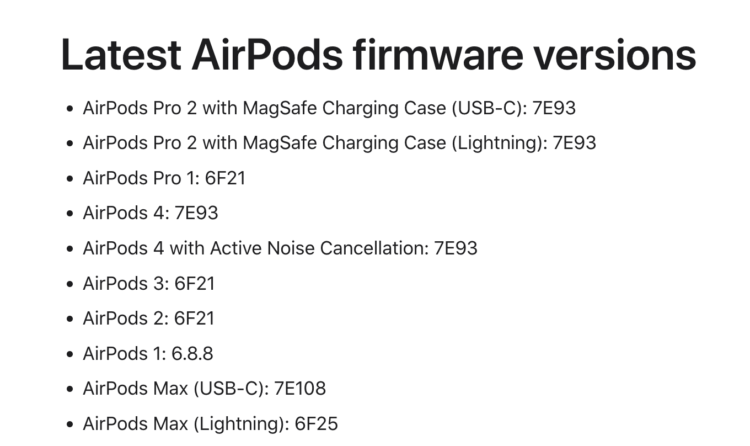 Как проверить AirPods по прошивке. На июль 2025 года актуальные номера прошивок выглядят так. Как проверить AirPods по прошивке. На июль 2025 года актуальные номера прошивок выглядят так. Фото.