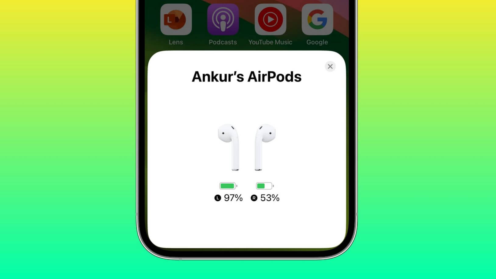 Как заставить iPhone присылать уведомления, когда AirPods разрядились