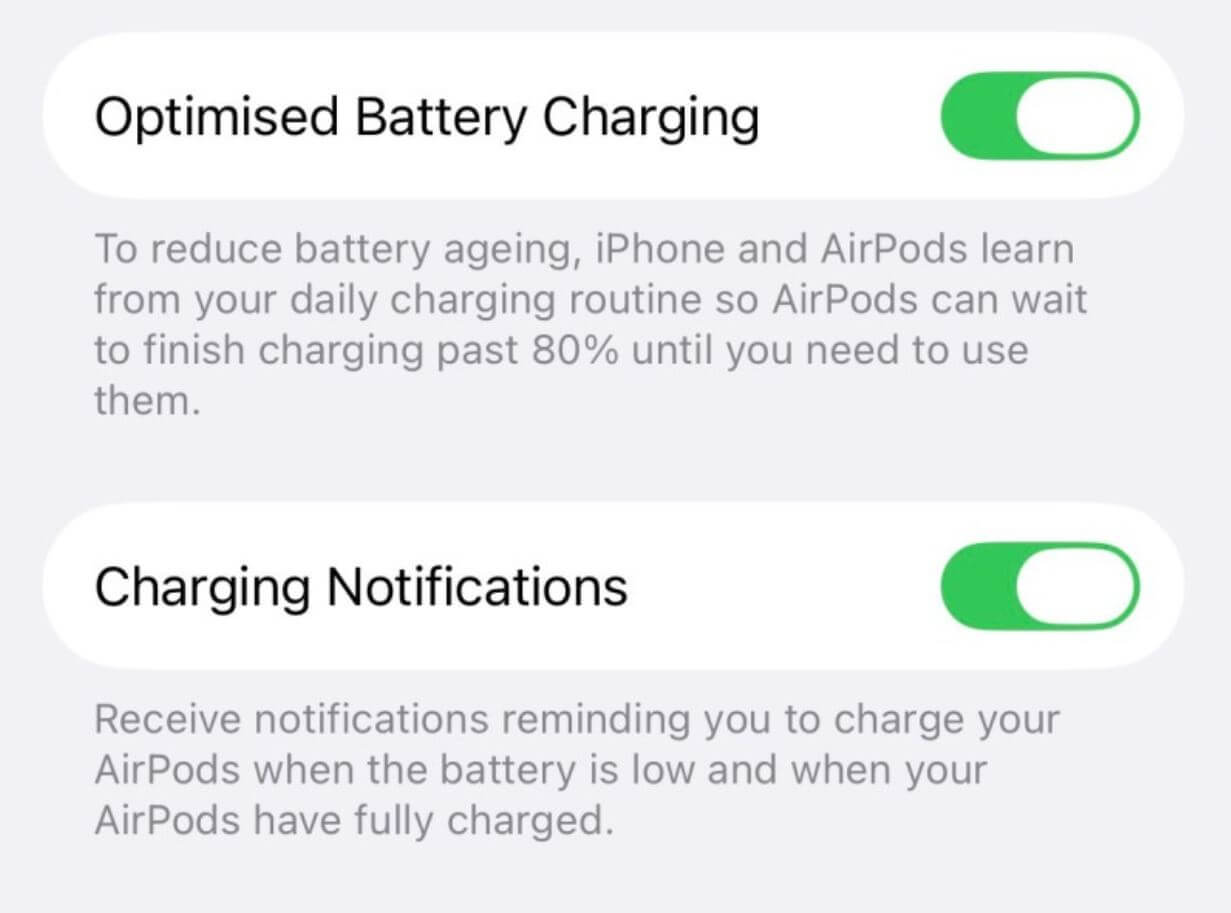 Как заставить iPhone присылать уведомления, когда AirPods разрядились. Уведомления можно отключить в настройках AirPods. Как заставить iPhone присылать уведомления, когда AirPods разрядились. Уведомления можно отключить в настройках AirPods. Фото.