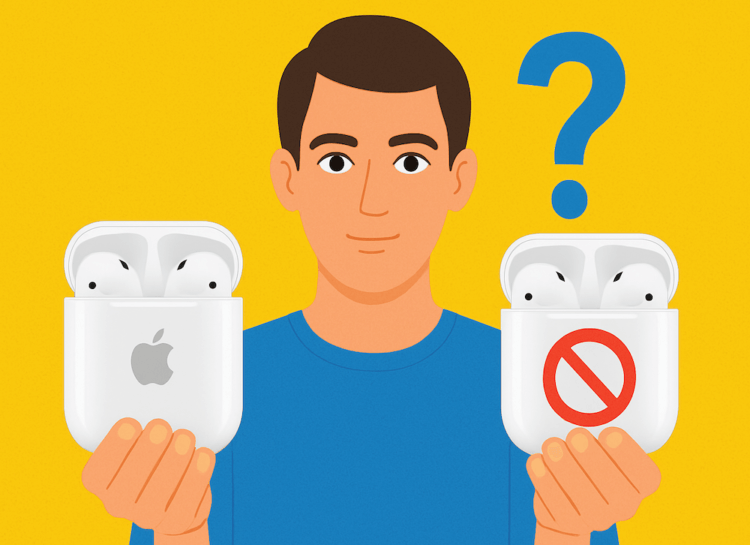 Оригинальные AirPods или подделка? На что надо смотреть, а на что нет. Не знаете, купили поддельные AirPods или оригинальные? Просто проверьте их. Оригинальные AirPods или подделка? На что надо смотреть, а на что нет. Не знаете, купили поддельные AirPods или оригинальные? Просто проверьте их. Фото.