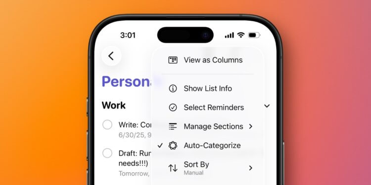 8 функций iOS 26, которые не будут доступны на старых iPhone. Напоминания будут автоматически разбиваться по категориям. Изображение: 9to5mac.com. 8 функций iOS 26, которые не будут доступны на старых iPhone. Напоминания будут автоматически разбиваться по категориям. Изображение: 9to5mac.com. Фото.