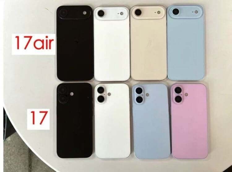 В каких цветах выйдет линейка iPhone 17 и как будут выглядеть новые смартфоны Apple. iPhone 17 Air и обычный iPhone 17 получат спокойные цвета. Изображение: x.com. В каких цветах выйдет линейка iPhone 17 и как будут выглядеть новые смартфоны Apple. iPhone 17 Air и обычный iPhone 17 получат спокойные цвета. Изображение: x.com. Фото.