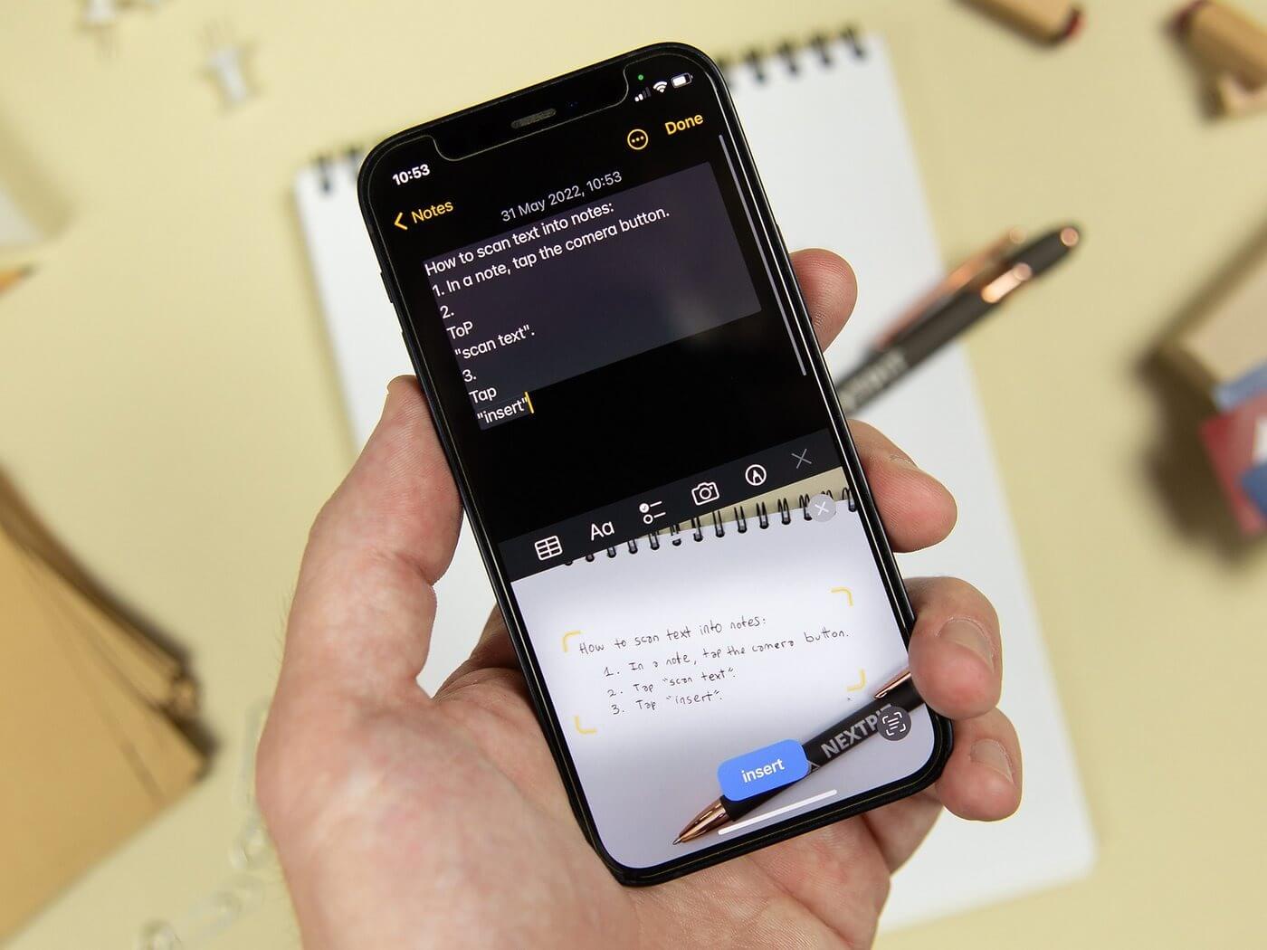 Как распознать текст через камеру iPhone и сразу вставить его в заметку