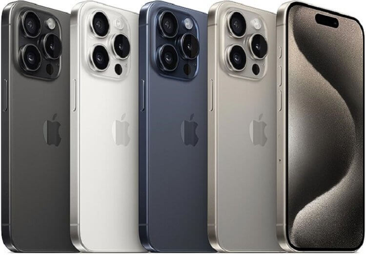 Прошлогодний флагман iPhone 15 Pro. Без Camera Control, зато с оптическим зумом. Изображение: Apple. Прошлогодний флагман iPhone 15 Pro. Без Camera Control, зато с оптическим зумом. Изображение: Apple. Фото.