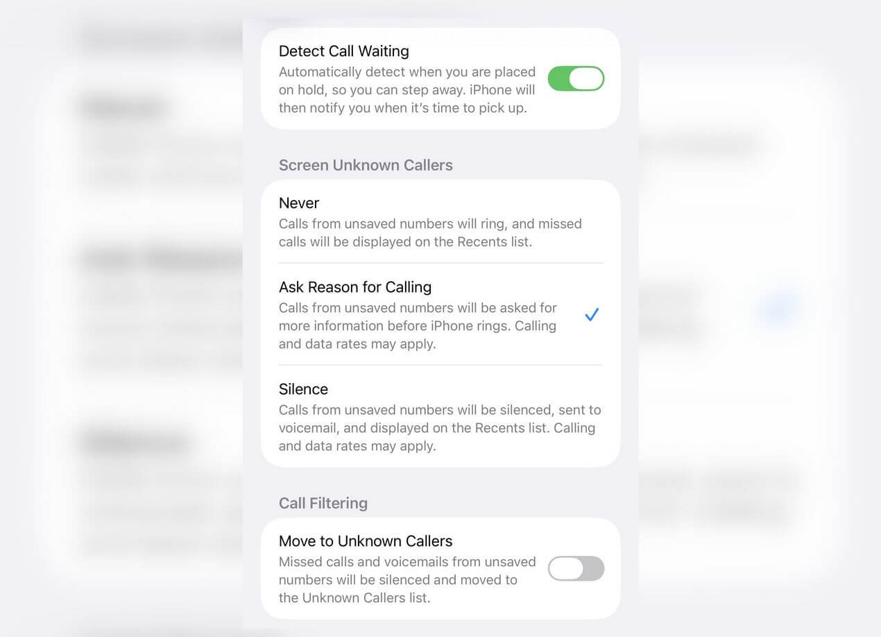 Новые функции iOS 26 beta 4. Больше настроек для приложения Телефон. Новые функции iOS 26 beta 4. Больше настроек для приложения Телефон. Фото.