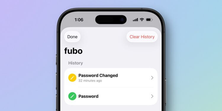 Как посмотреть старый пароль от учетной записи на iPhone с iOS 26, если новый не подходит. История доступна только в том случае, если вы меняли пароль от конкретной учётной записи. Изображение: 9to5mac.com. Как посмотреть старый пароль от учетной записи на iPhone с iOS 26, если новый не подходит. История доступна только в том случае, если вы меняли пароль от конкретной учётной записи. Изображение: 9to5mac.com. Фото.