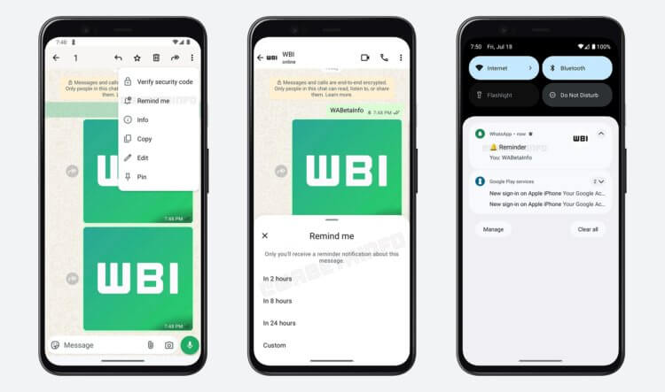 В WhatsApp появятся напоминания о сообщениях — как будет работать новая функция в мессенджере. Можно выбрать напоминание из предустановленных вариантов или задать свой промежуток времени. Изображение: 9to5mac.com. В WhatsApp появятся напоминания о сообщениях — как будет работать новая функция в мессенджере. Можно выбрать напоминание из предустановленных вариантов или задать свой промежуток времени. Изображение: 9to5mac.com. Фото.