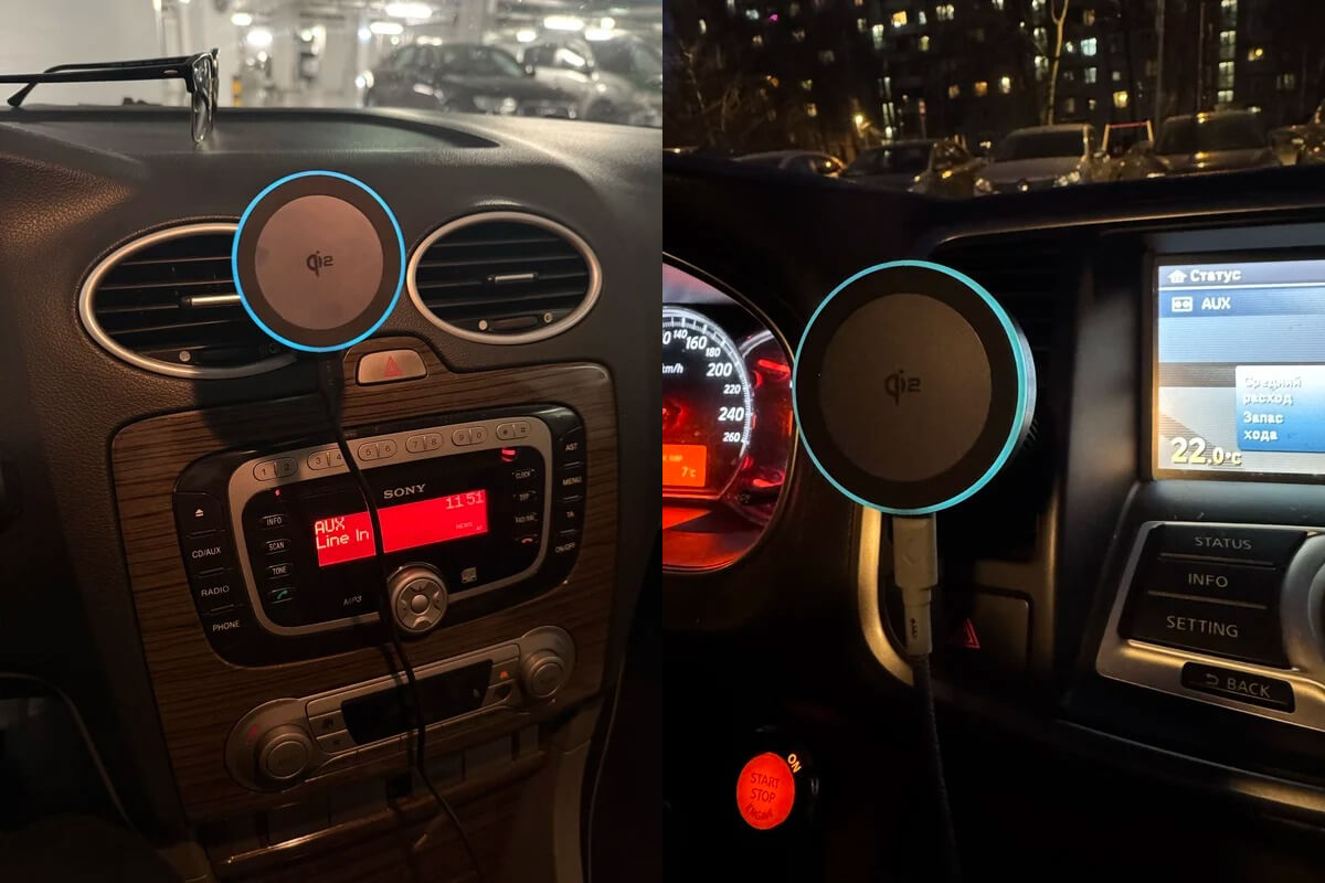 Автомобильный держатель с MagSafe. Не только будет держать смартфон, но и заряжать его. Автомобильный держатель с MagSafe. Не только будет держать смартфон, но и заряжать его. Фото.