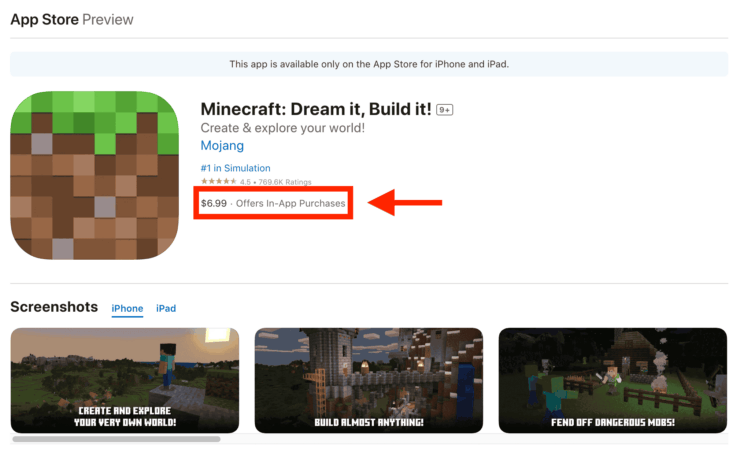Minecraft платный, и это важно знать. Фото.