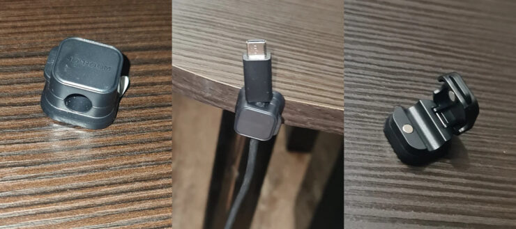 Магнитные держатели для проводов. Держатели небольшие и позволяют легко вытянуть или поменять провод при необходимости. Фото.