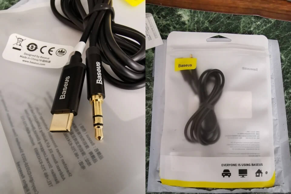 Провод USB-C на 3,5 мм. С таким проводом подключить iPhone к 3,5 мм можно без проблем. Фото.