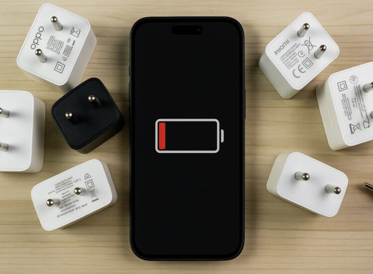 Можно ли заряжать iPhone зарядкой от Android-смартфонов. Необязательно тратиться на фирменный адаптер от Apple. Отлично подойдут и варианты от сторонних производителей. Фото.