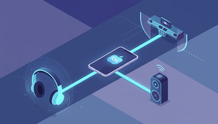 Советы по iOS 26: как оставить звук в наушниках при подключении iPhone к автомобилю или колонкам. Фото.