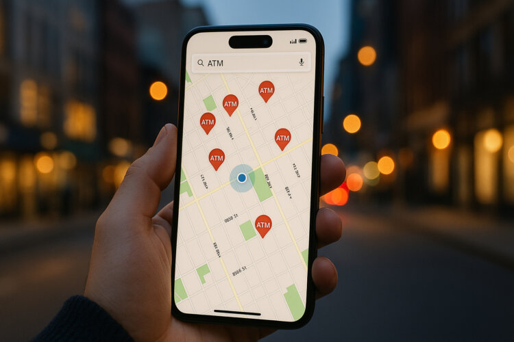 Как найти, где находится банкомат, с помощью iPhone. Фото.