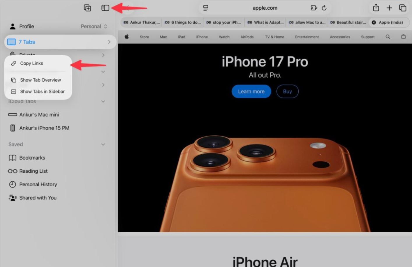 Как скопировать ссылки из всех открытых вкладок Safari на iPhone, iPad и Mac. Копирование ссылок на iPad — почти то же самое, что и на Mac. Как скопировать ссылки из всех открытых вкладок Safari на iPhone, iPad и Mac. Копирование ссылок на iPad — почти то же самое, что и на Mac. Фото.