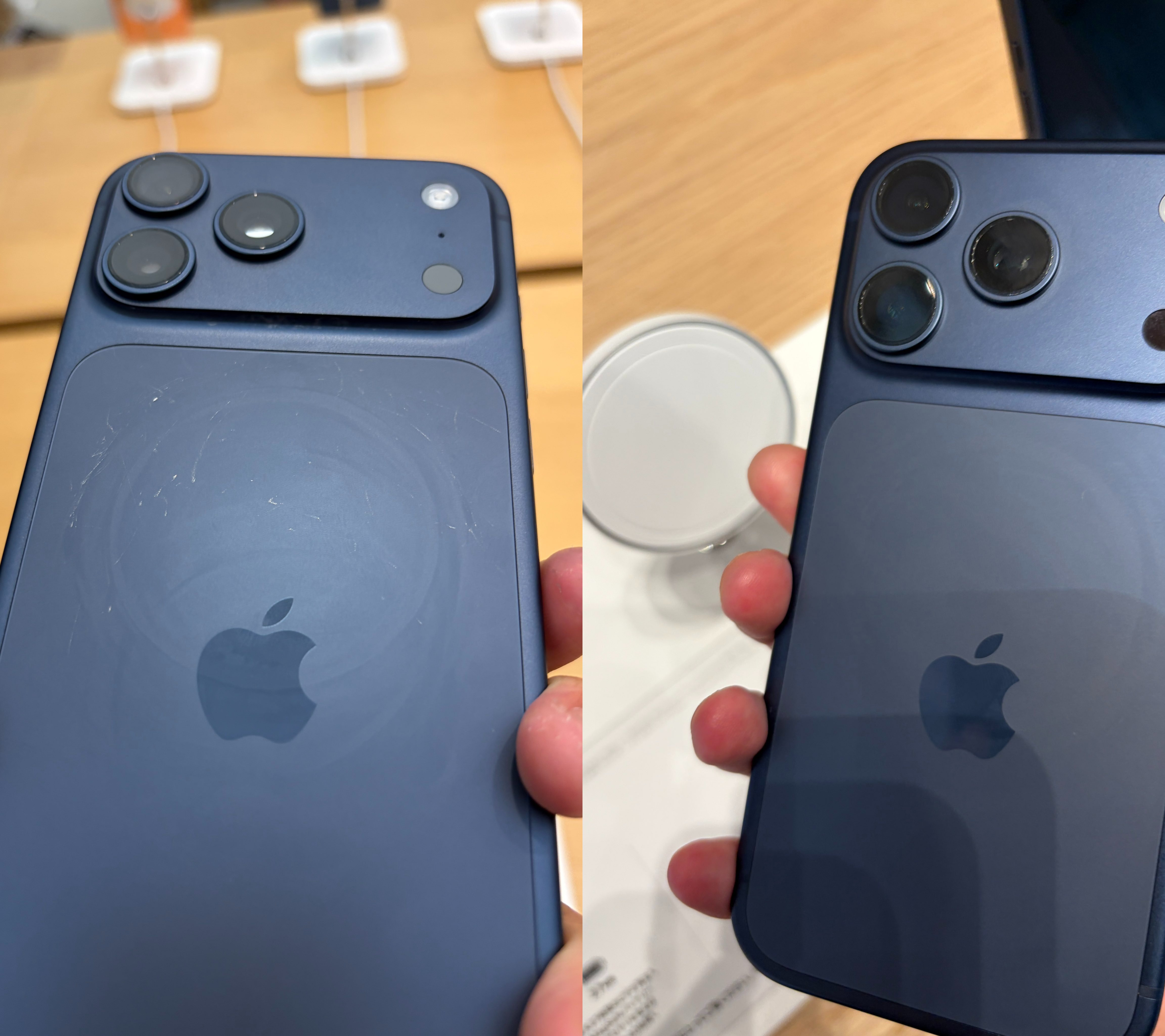 Совет от Apple: как убрать мелкие царапины с iPhone 17 Pro и iPhone 17 Pro Max. Чаще всего следы остаются от зарядок MagSafe. Изображение: x.com. Совет от Apple: как убрать мелкие царапины с iPhone 17 Pro и iPhone 17 Pro Max. Чаще всего следы остаются от зарядок MagSafe. Изображение: x.com. Фото.
