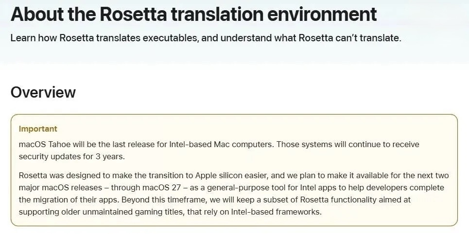 Mac на Intel всё! Apple прекращает поддержку старых компьютеров и не обновит их на macOS 27. Вот такое сообщение получили, увидели разработчики. Mac на Intel всё. Изображение: gizchina.com. Фото.