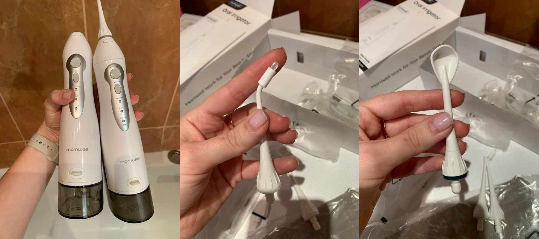 Портативный ирригатор. В комплекте с ирригатором идет много разных насадок. Портативный ирригатор. В комплекте с ирригатором идет много разных насадок. Фото.