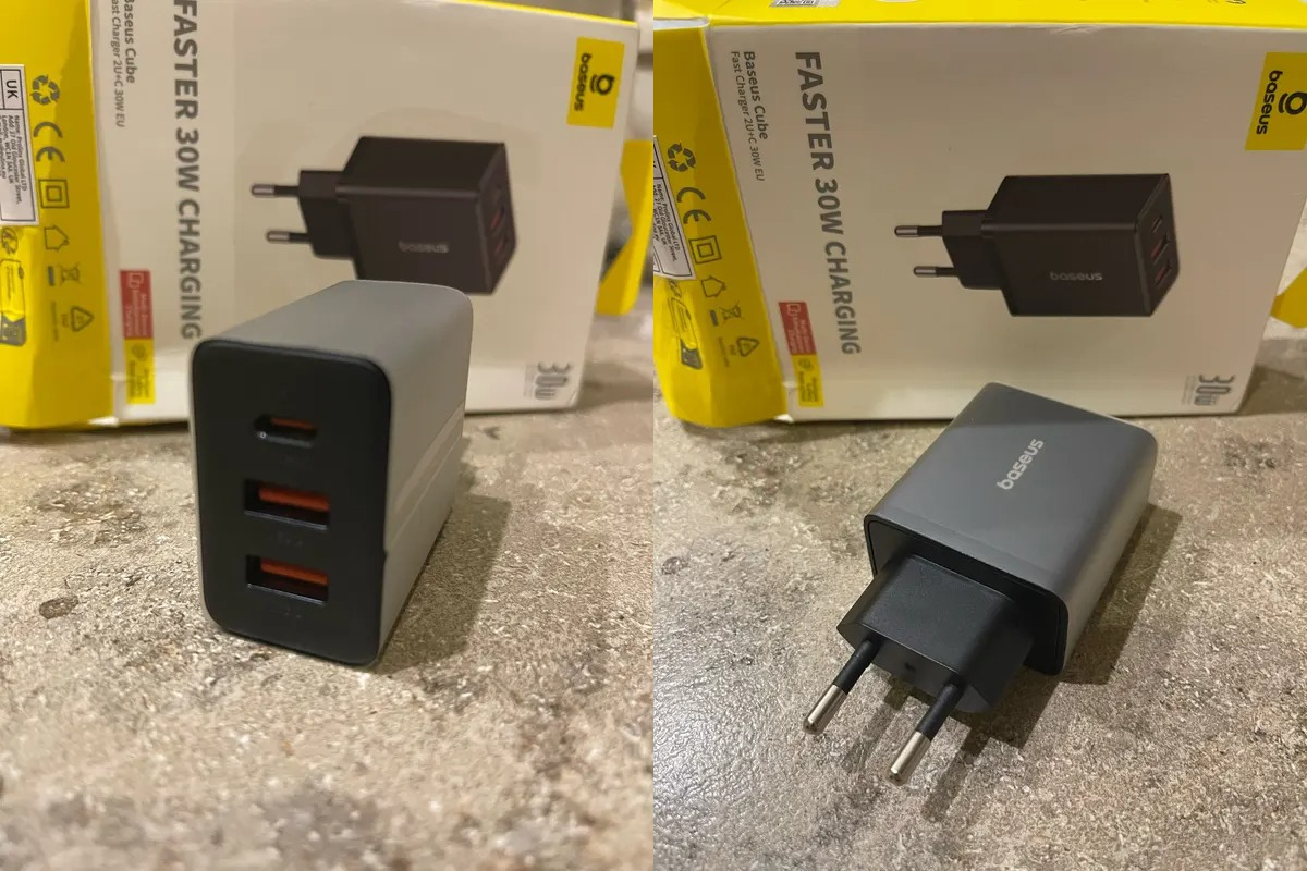 Зарядка для айфона. Блок питания оснащен несколькими портами. Фото.