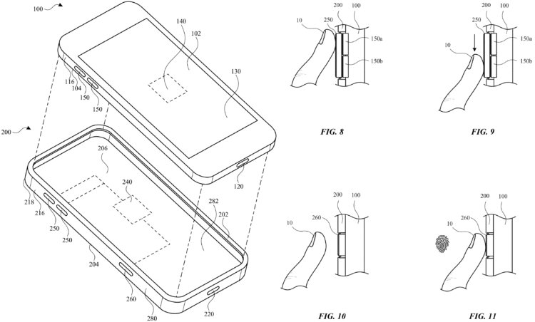 Apple придумала сенсорный чехол для безрамочного iPhone. Что это такое и зачем он нужен? Чехол может как дублировать кнопки на корпусе айфона, так и имитировать дополнительные. Изображение: patents.google.com. Apple придумала сенсорный чехол для безрамочного iPhone. Что это такое и зачем он нужен? Чехол может как дублировать кнопки на корпусе айфона, так и имитировать дополнительные. Изображение: patents.google.com. Фото.