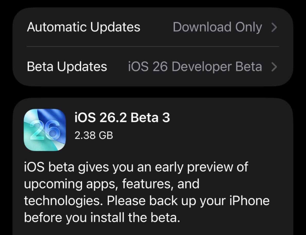 Как установить бета-версию iOS 26.2 на Айфон. Новая бета-версия уже есть в настройках Айфона. Как установить бета-версию iOS 26.2 на Айфон. Новая бета-версия уже есть в настройках Айфона. Фото.