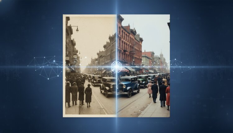 Как я отреставрировал и сделал старое чёрно-белое фото цветным с помощью нейросети. Фото.